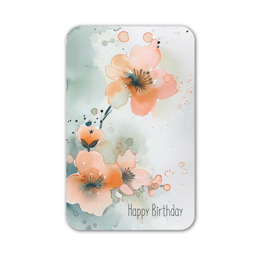 Mini Postkarte - Happy Birthday Orange Flower