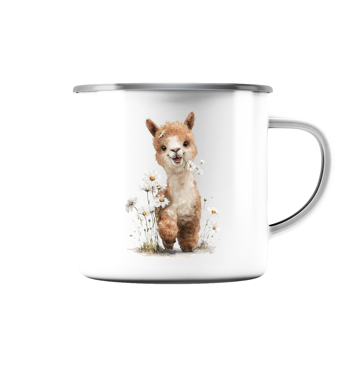 Alpaka - Emaille Tasse (Silber)