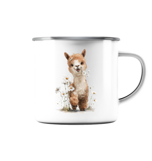 Alpaka - Emaille Tasse (Silber)